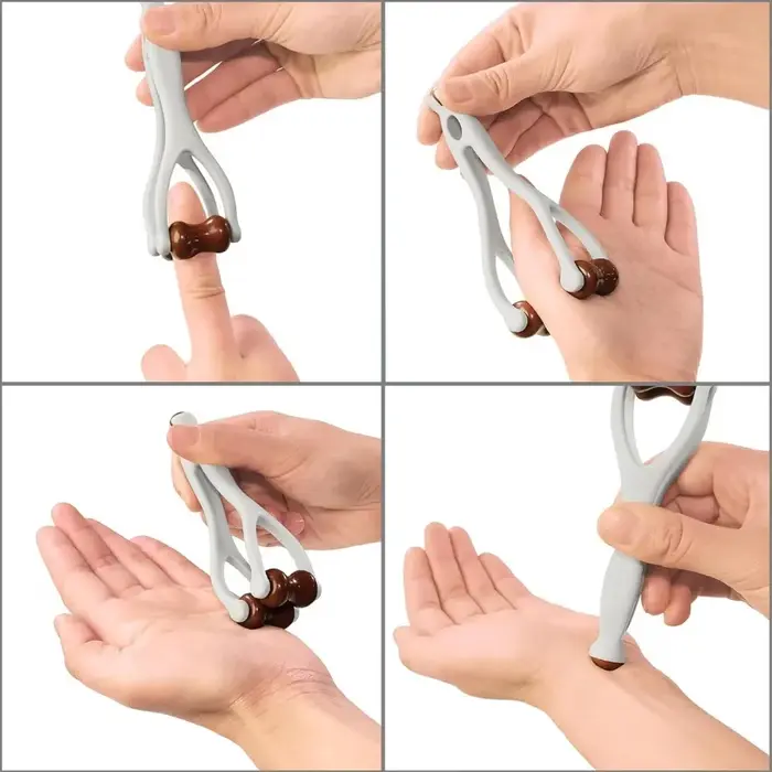 Ensemble gratte-dos et masseur de mains : Outil extensible pour le dos + rouleau à billes pour les doigts