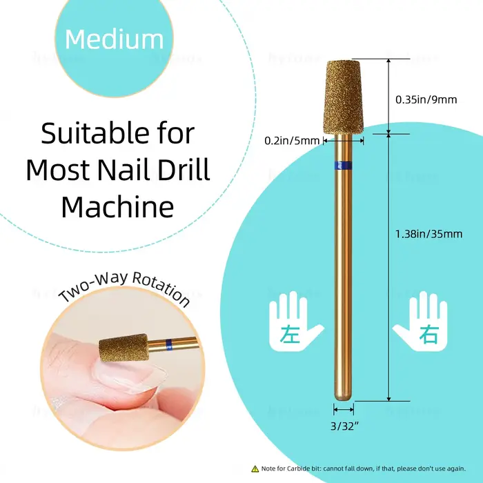 HYTOOS 5 pièces/ensemble titane forets à ongles diamant cuticule propre foret à ongles professionnel
