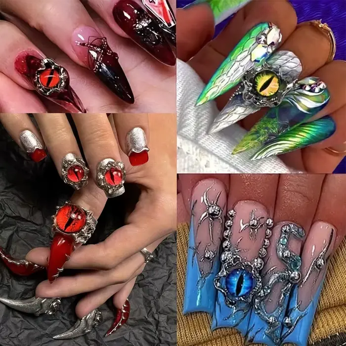 20/50 pièces 3D cristal oeil d'animal perles breloques pour ongles 6/8/10mm mixte Dragon globe ocula