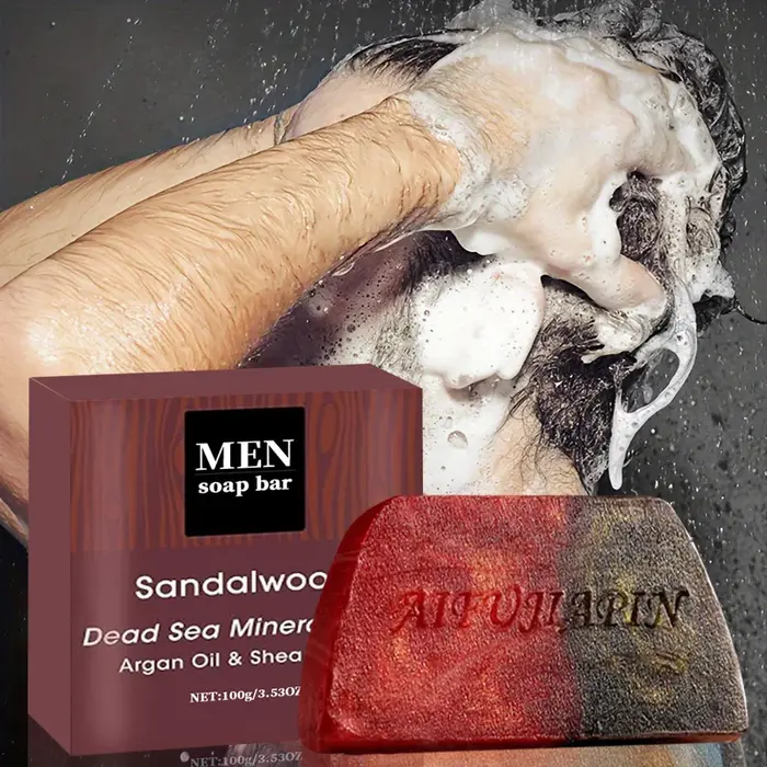 Savon blanchissant fait à la main en bois de santal pour hommes
