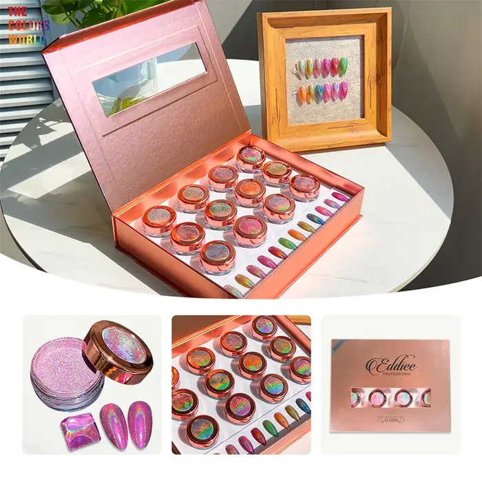 Poudre à ongles chromée miroir holographique TCT-964
