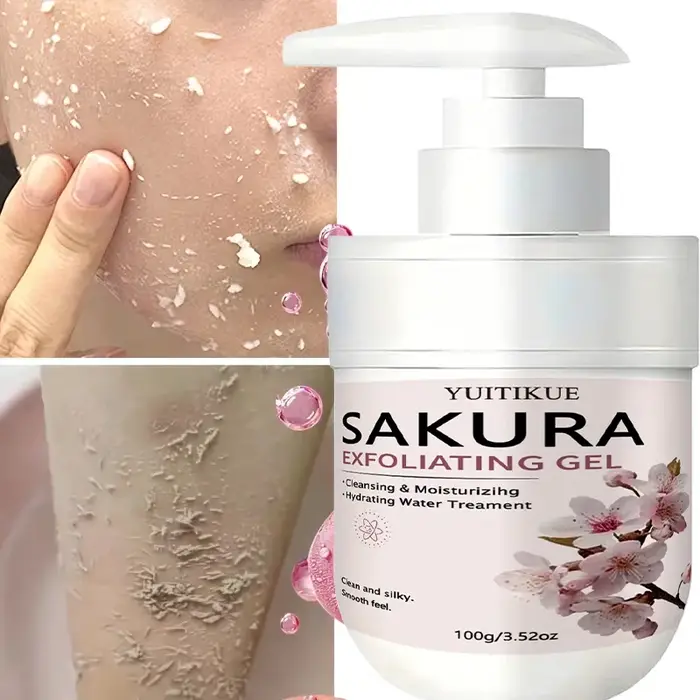 Gel nettoyant exfoliant Sakura 100g YUITIKUE Exfoliation douce Élimination des peaux mortes Hydratant Gel pour le visage doux et lisse