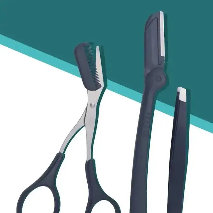 1/3 pièces pince à sourcils en acier inoxydable peigne ciseaux tondeuse à sourcils outil de coupe de
