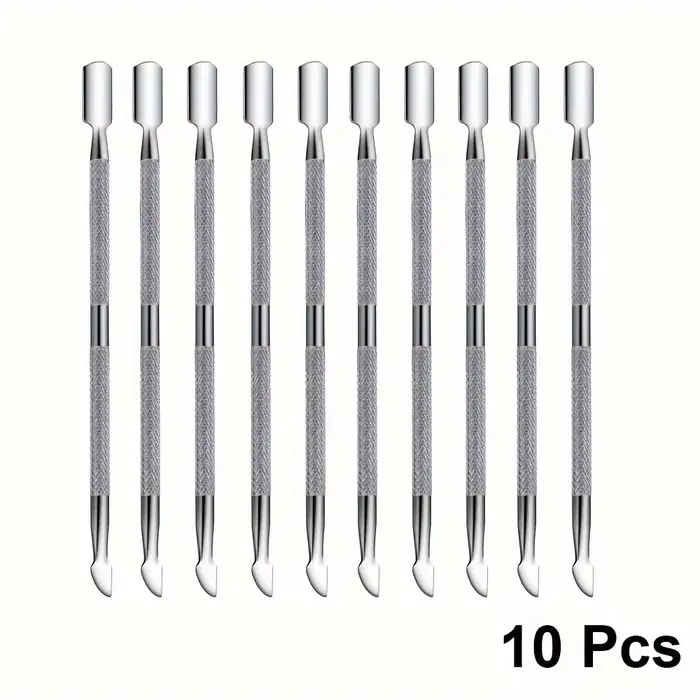 Kit de dissolvant de cuillère à Double extrémité en métal, poussoir à cuticules en acier inoxydable,