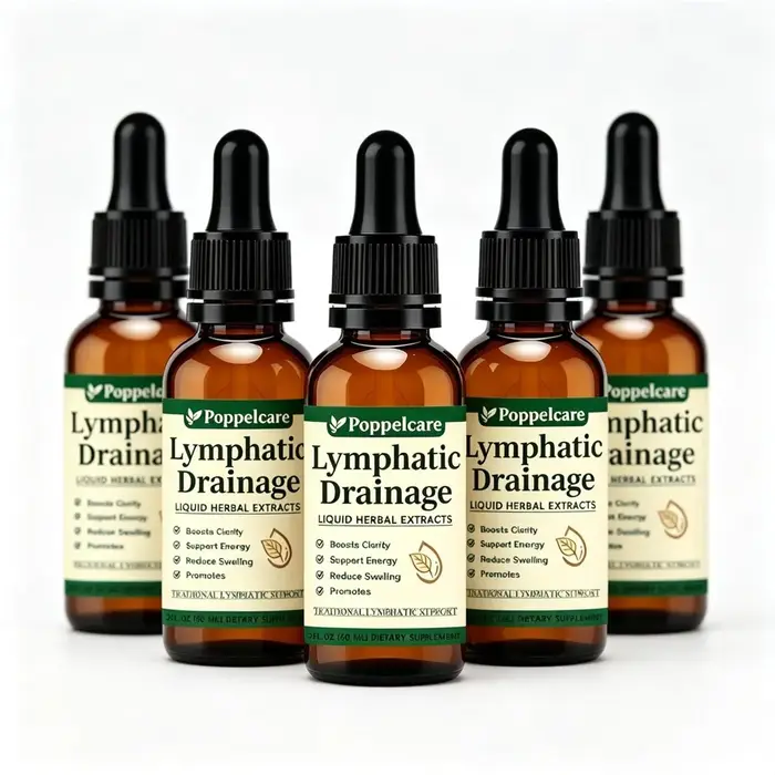 Poppelcare Gouttes Herbales de Soin Lymphatique 60ml – Extrait Naturel de Pissenlit et Racine de Bardane – Essence Liquide pour le Corps