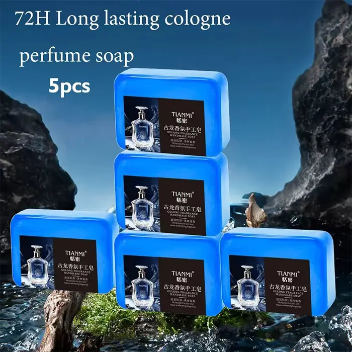 5 Savons Artisanaux Gurong pour Hommes, Trois-en-un, Nettoient le Visage, les Cheveux, et le Corps E