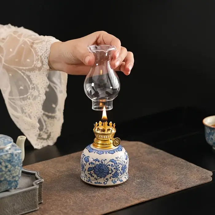 Lampe à huile vintage en céramique