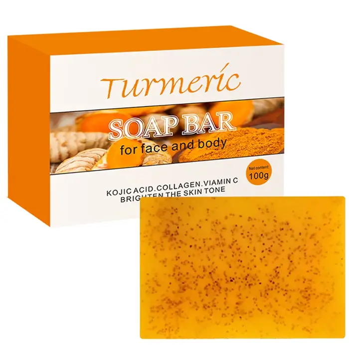 Savon gommage fait à la main à l'acide kojique au curcuma, pour l'exfoliation, l'hydratation, le net
