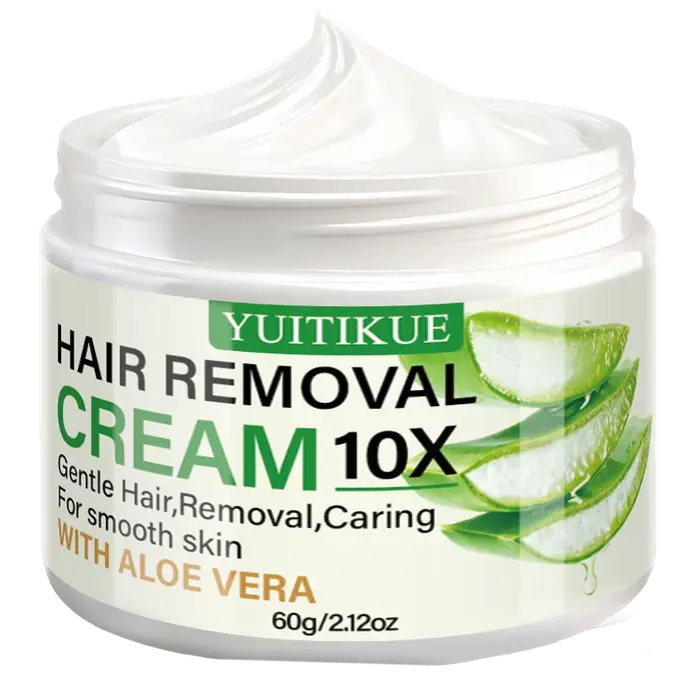 Crème dépilatoire à l'aloe vera YUITIKUE, 60g, crème dépilatoire douce 10X pour une peau lisse