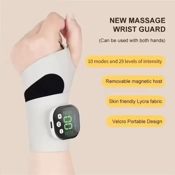 Masseur électrique de poignet et de main EMS, 10 modes de Massage par Vibration, 29 niveaux de Massa