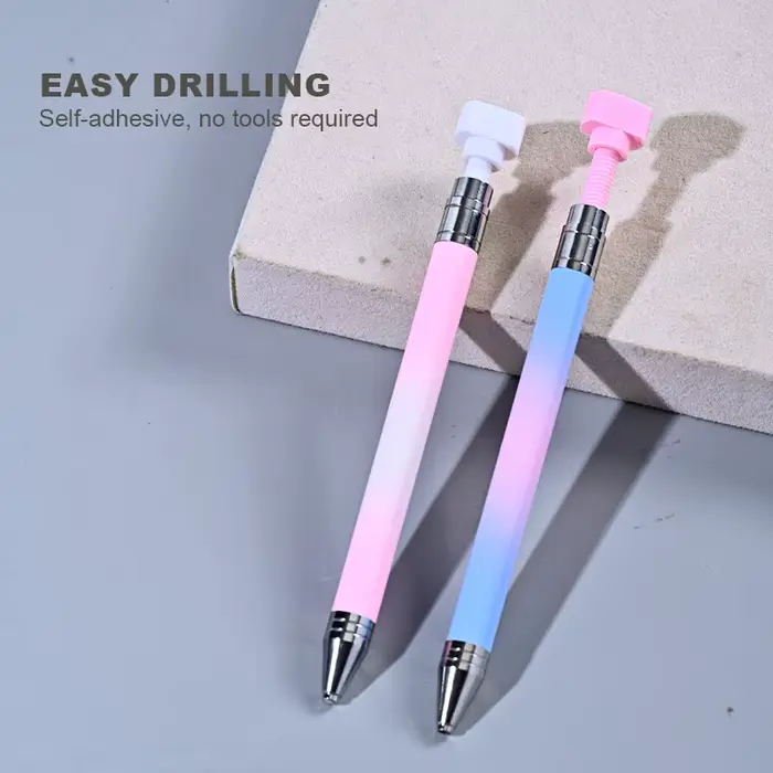 Stylo de peinture diamant dégradé Macaron avec stylo de cire rechargeable, stylo de forage à pointe 