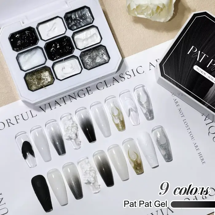 1 pièce Gel de vernis à ongles solide noir et blanc