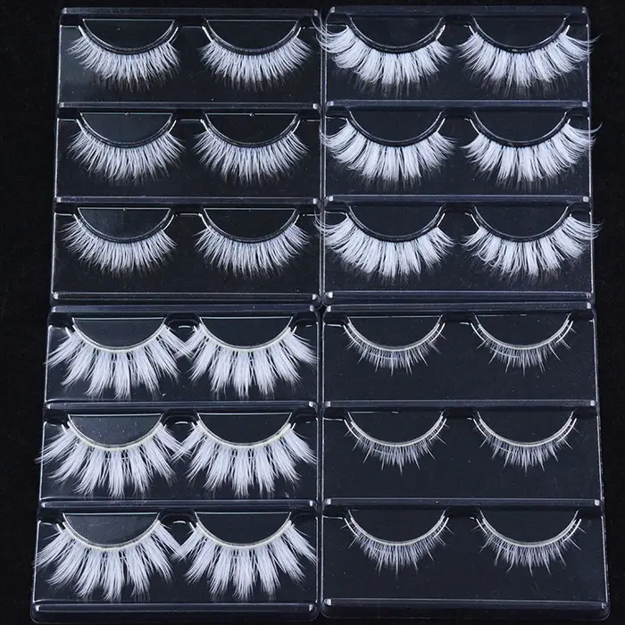 3 paires de faux cils blancs en dentelle moelleuse, colorés, en soie végétalienne, pour poupée, Cosp