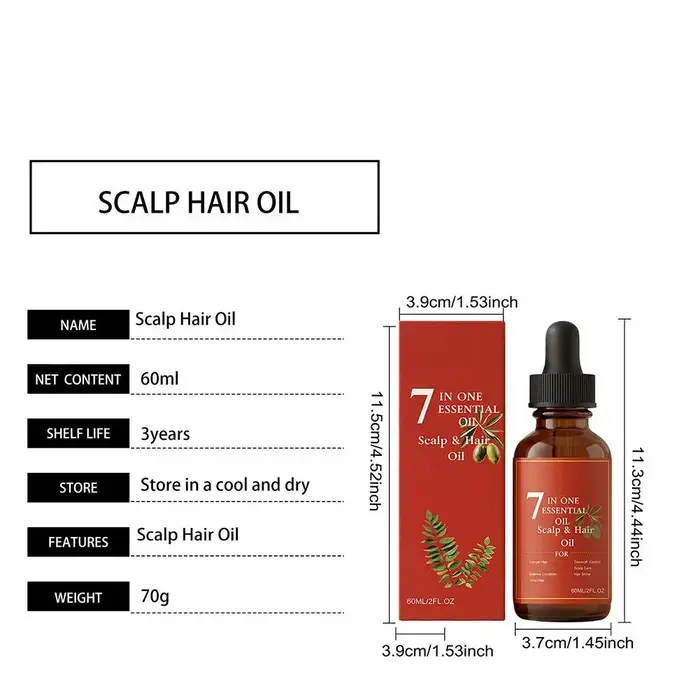Huile Essentielle 7-en-1 pour Cuir Chevelu et Cheveux