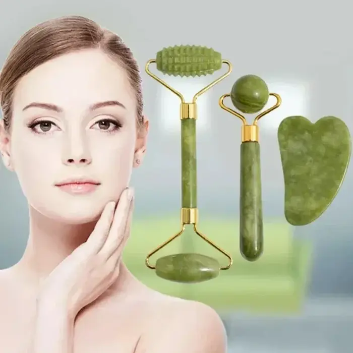 Rouleau de Jade naturel pour le visage Gua Sha