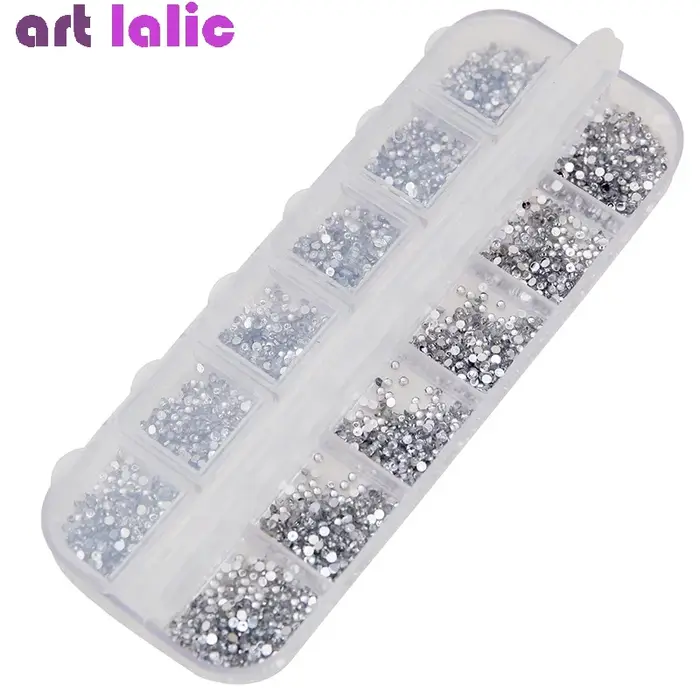 Strass argentés transparents, 3000 pièces, 1.5mm, paillettes rondes pour Nail Art, décorations DIY, 