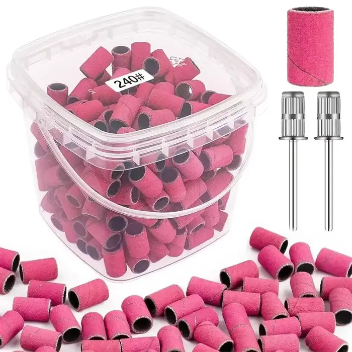 Bandes de ponçage pour nail art, grain 80 120 180 240 avec 2 forets pour manucure et pédicure, acces