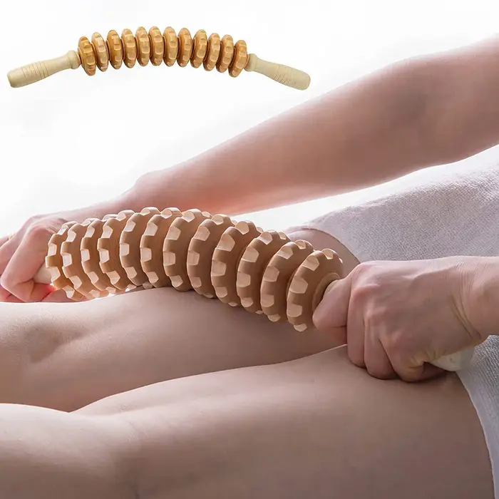 Rouleau de massage en bois pour la cellulite