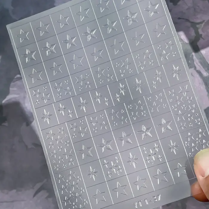 Autocollants pour ongles français multi-design, autocollants transparents à carreaux peints par pulv