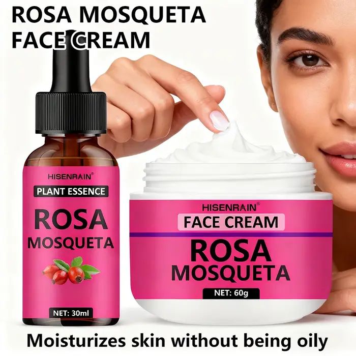 HISENRAIN Ensemble de soins pour la peau à la rose musquée : sérum hydratant et crème hydratante combinée – Kit anti-âge