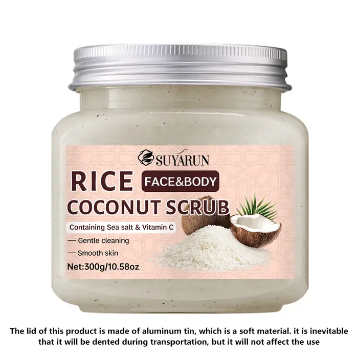SUYARUN Gommage exfoliant naturel au riz et au noix de coco – Gommage doux et éclaircissant pour tou