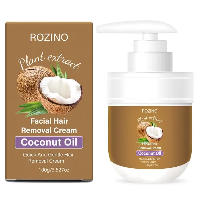 Crème dépilatoire pour les lèvres à l'huile de noix de coco Rozino, à la texture douce et facile à a