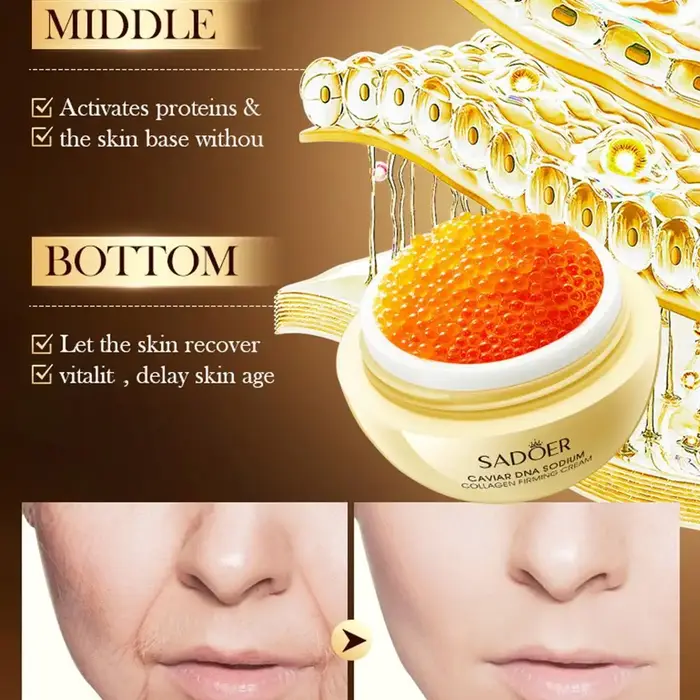 SADOER Caviar DNA Sodium Collagène Frming Crème pour hydrater nourrir Anti-âge Soins de la peau 30g