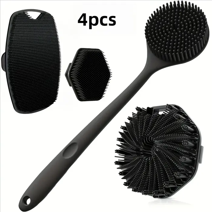 Ensemble de brosses de bain 1-4 pièces Brosse de bain en silicone souple avec poignée antidérapante,