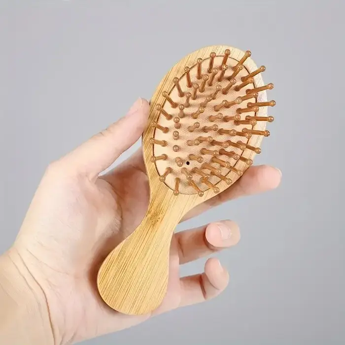 Peigne à coussin d'air en bois de bambou avec poils de Massage, dents larges, peigne à Airbag, bross