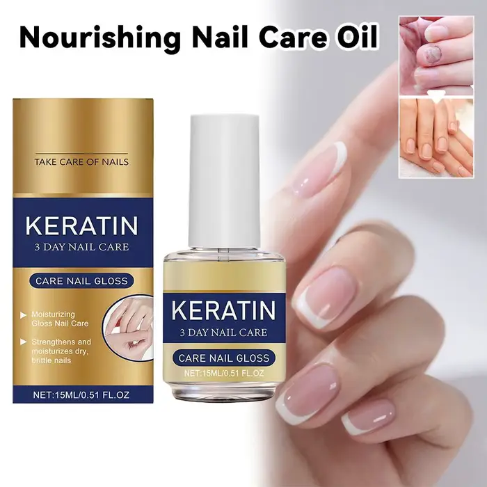Huile de soin des ongles à la kératine 3 jours (1/3/5 pièces) – Traitement hydratant et brillant