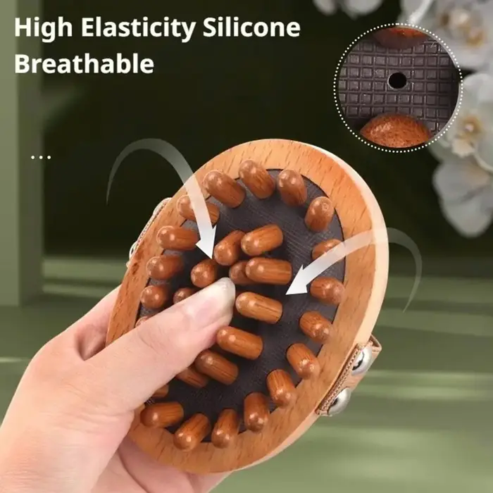 Brosse anti-cellulite corporelle apaisante en bois pour massage aux huiles essentielles