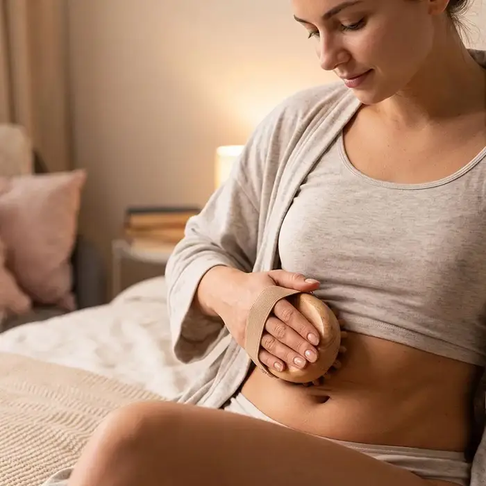 Brosse anti-cellulite corporelle apaisante en bois pour massage aux huiles essentielles