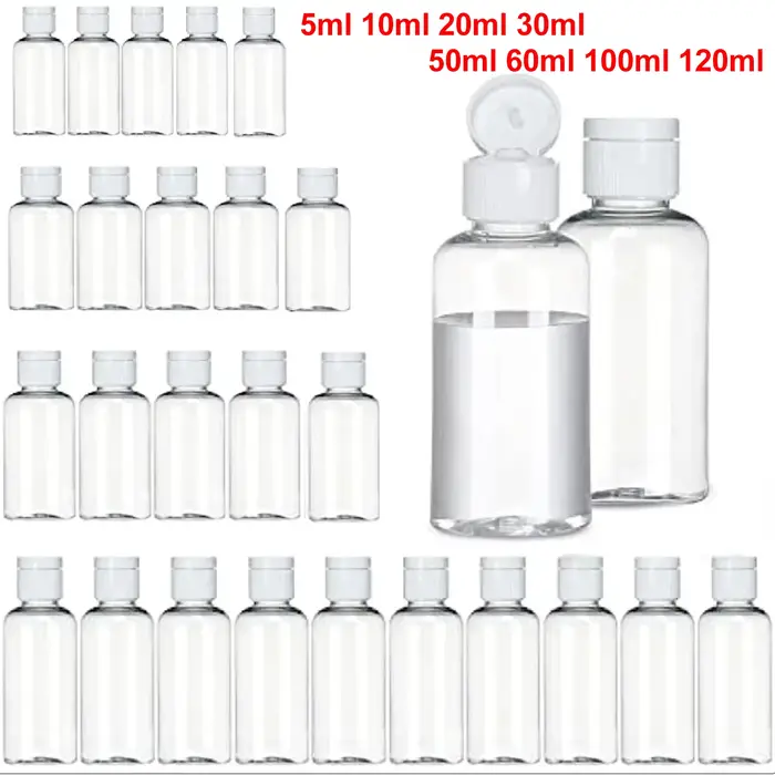 3/5/10 pièces bouteille de voyage 5ml/10ml/30ml/50ml/60ml/100ml/120ml maquillage bouteilles en plastique vides bouchon rabattable pour crème de Lotion liquide