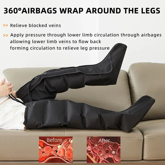 Massage des jambes à compression d'air 6 bottes pneumatiques à airbag utilisées pour la circulation et la relaxation