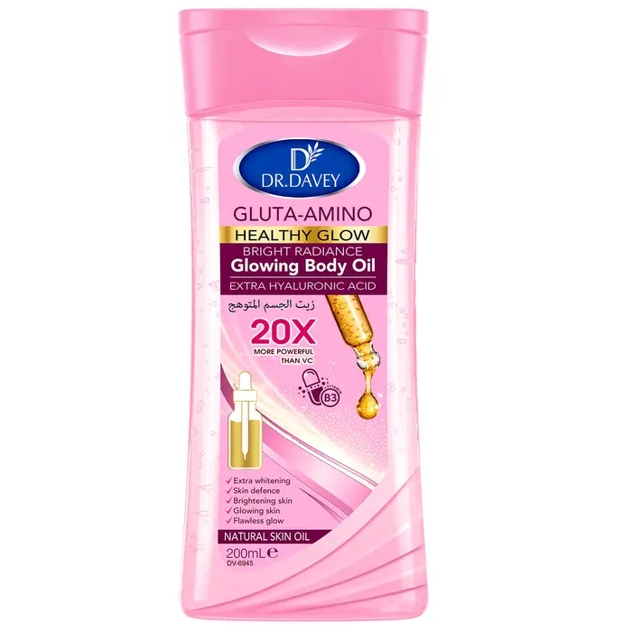 Huile corporelle DR.DAVEY GLUTA-AMINO 200ml, huile de soin pour la peau qui hydrate et nourrit la pe