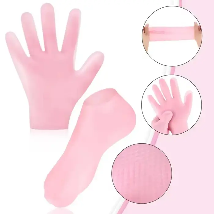 1 Paire de Gants et Chaussettes Hydratants en Silicone Anti-Fissures