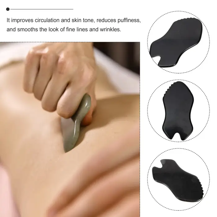 Planche de Gua Sha en basalte noir