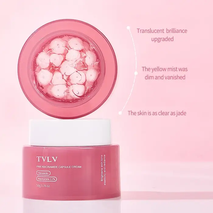 Crème hydratante et éclaircissante à la niacinamide rose en capsules