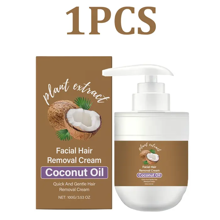 Crème dépilatoire visage à l'huile de coco, rapide et douce pour peaux sensibles, lissante, hydratan