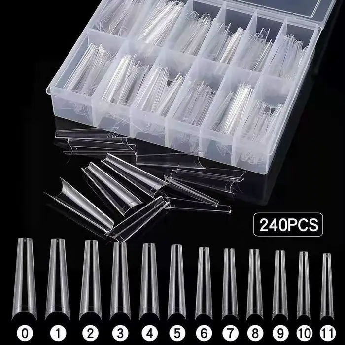 XXL – pointes de forme carrée longues et droites pour faux ongles en acrylique, avec boîte, pointes