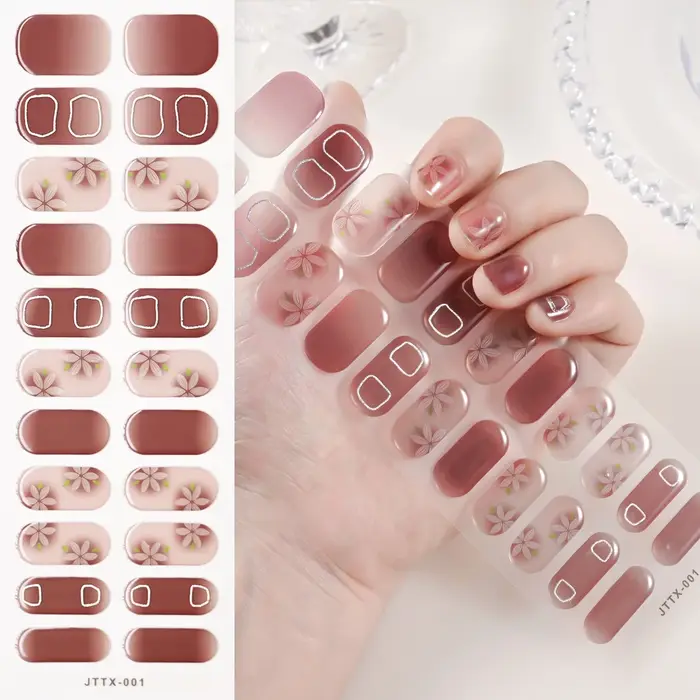 1 feuille d'autocollants pour ongles en Gel durci, bandes de vernis à ongles longue durée, couvertur