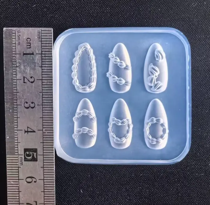 Moule à ongles en Silicone, crème à gâteau, cœur en dentelle, doux Y2K, modèle de décoration pour Na