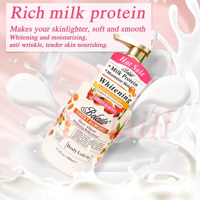 Lotion et gommage pour le corps blanchissant à l'amande, 500ml, exfoliant, hydratant, éclaircissant