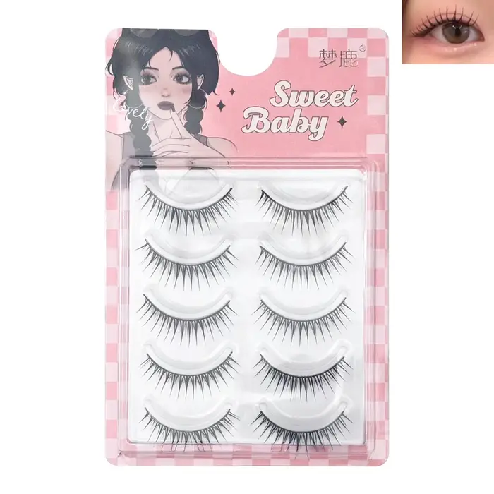 5 paires de faux cils bande vaporeux faux cils naturel pointu vaporeux épais cils pour utilisation j
