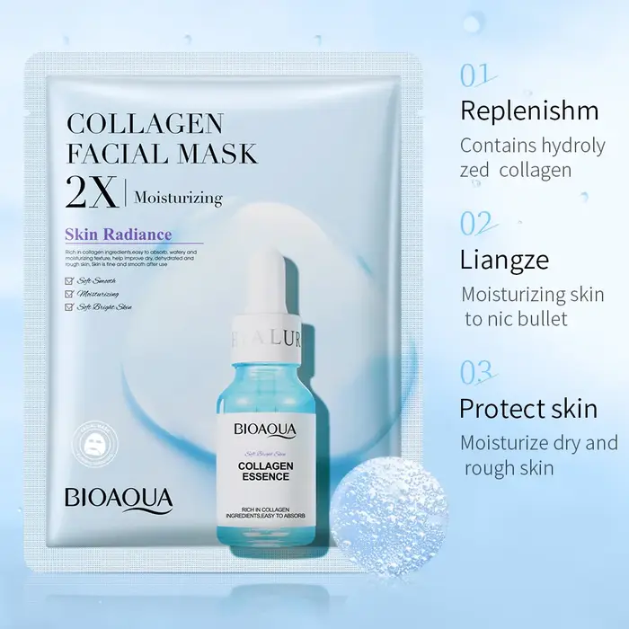 20 pièces BIOAQUA Centella collagène masque Facial VC hydratant rafraîchissant feuille masques acide hyaluronique