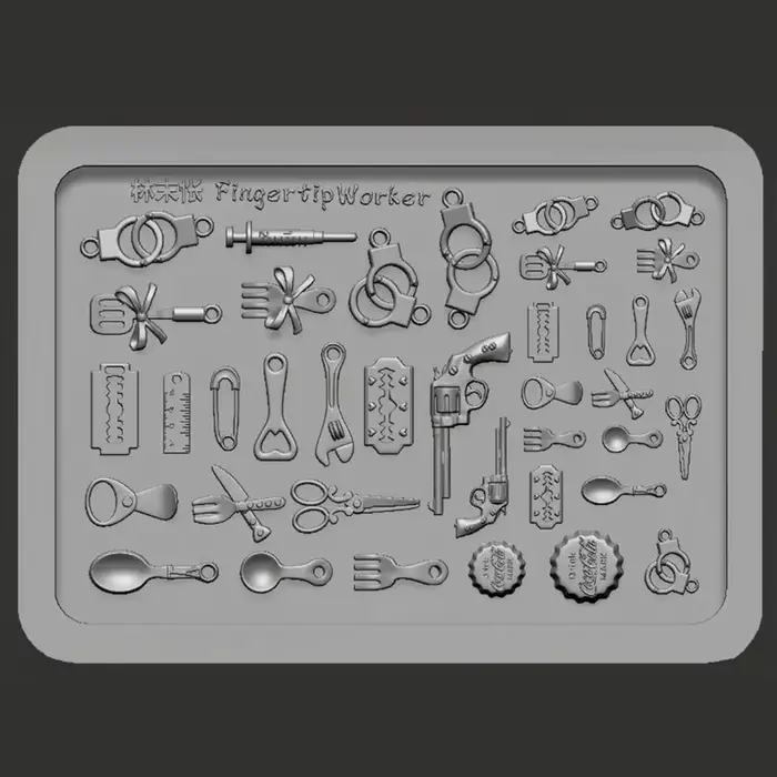 Moule à ongles 3D en Silicone, vaisselle, menottes, jouets amusants, breloques de manucure en résine