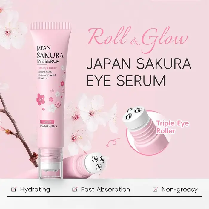 Crème raffermissante pour les yeux LAIKOU Sakura avec bille roulante
