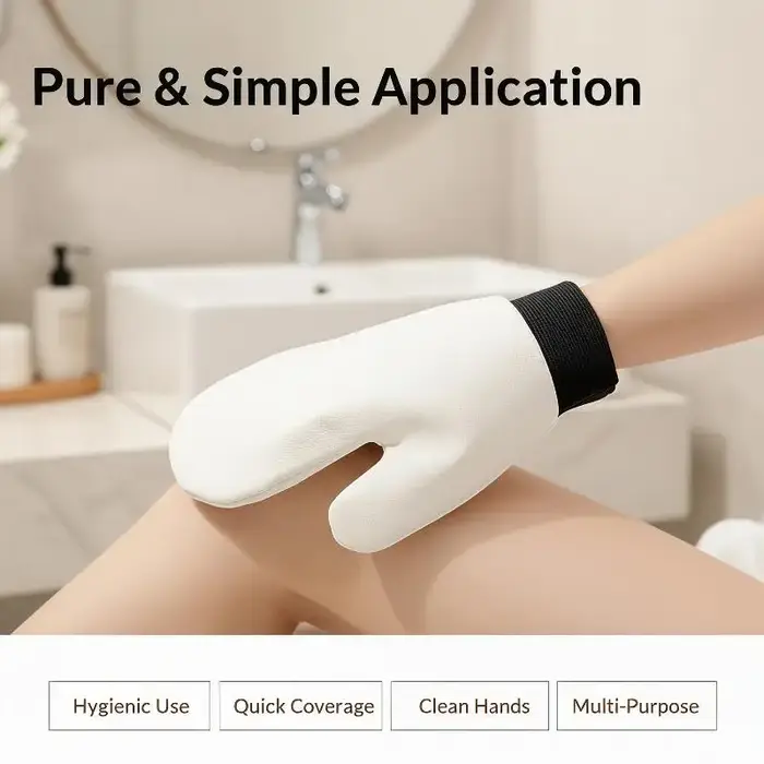 Gant applicateur de lotion auto-bronzante en cuir réutilisable