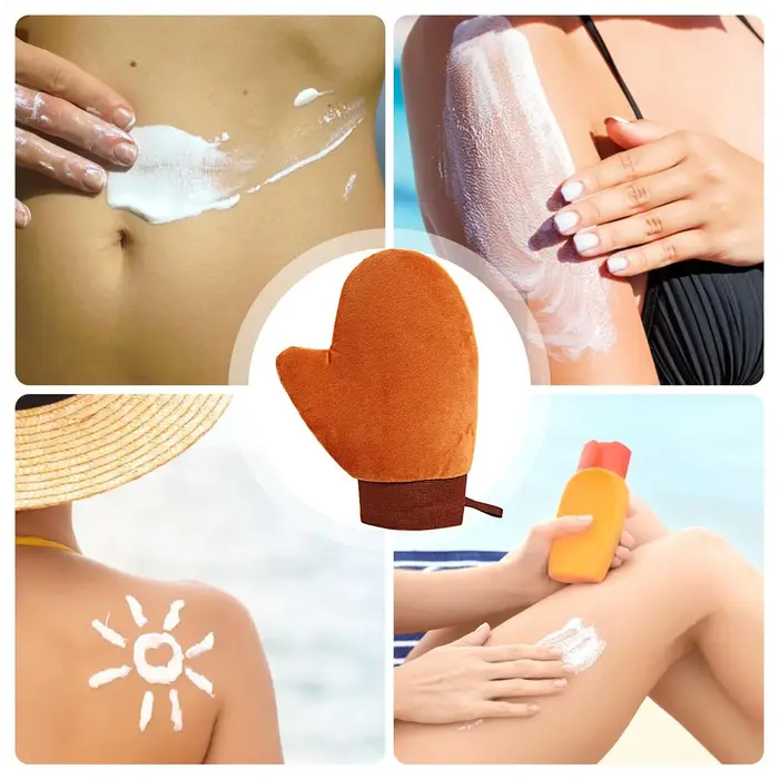 Gant applicateur auto-bronzant double face pour lotion corporelle