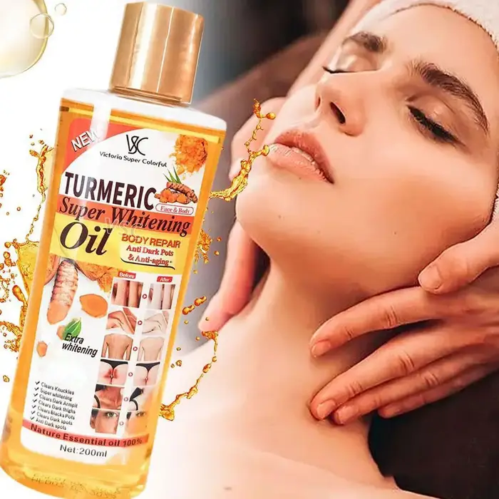 Huile essentielle de curcuma pour le visage et le corps, produit naturel éclaircissant et hydratant,